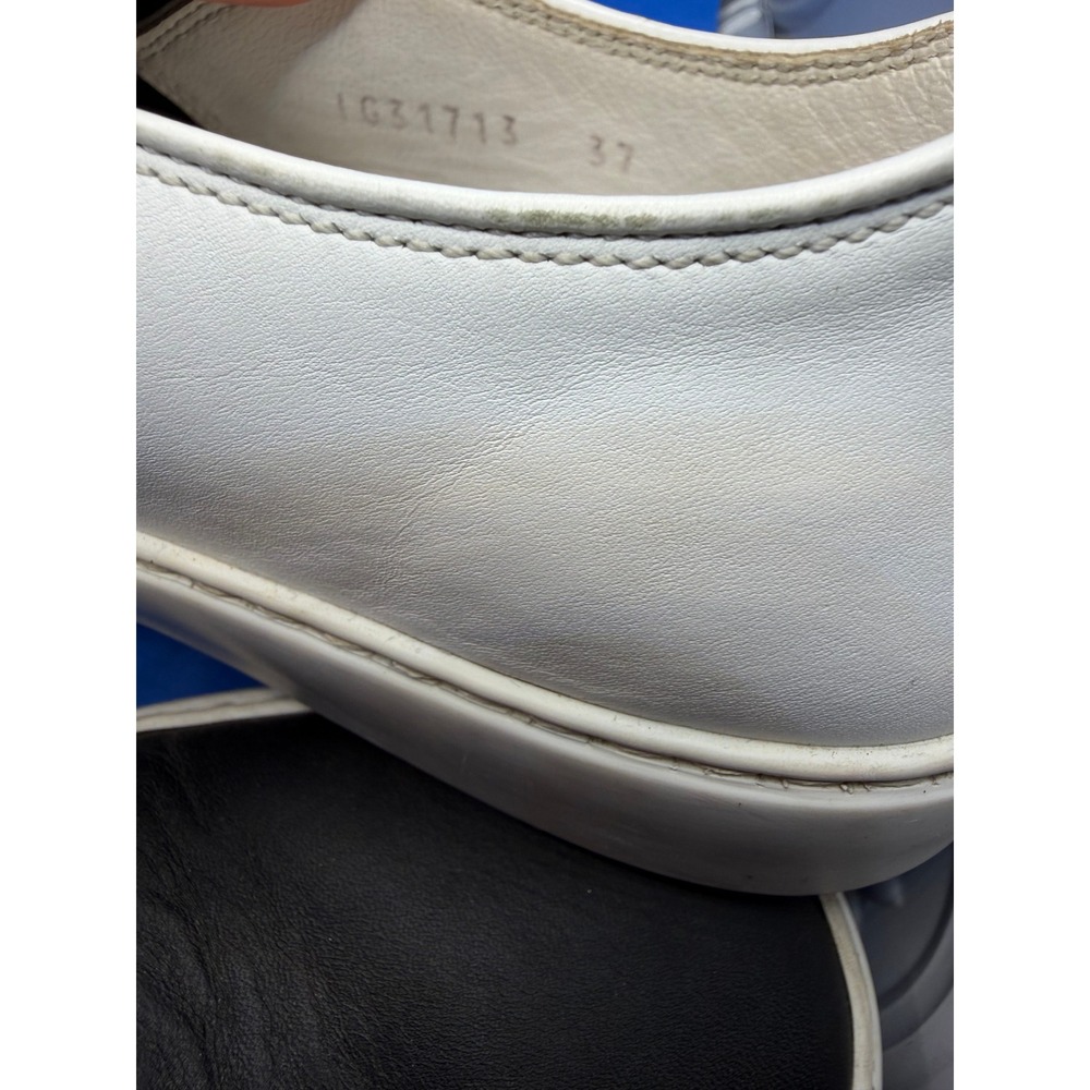 Chanel Two Tone Black White Leather Slip On Sneakers CC Logo Flats - Picture 14 of 15